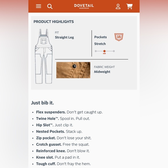 Dovetail Freshly Overall Saddle Brown Canvas - Picture 10 of 10